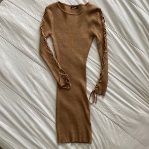 Ribbed Brown Dress
